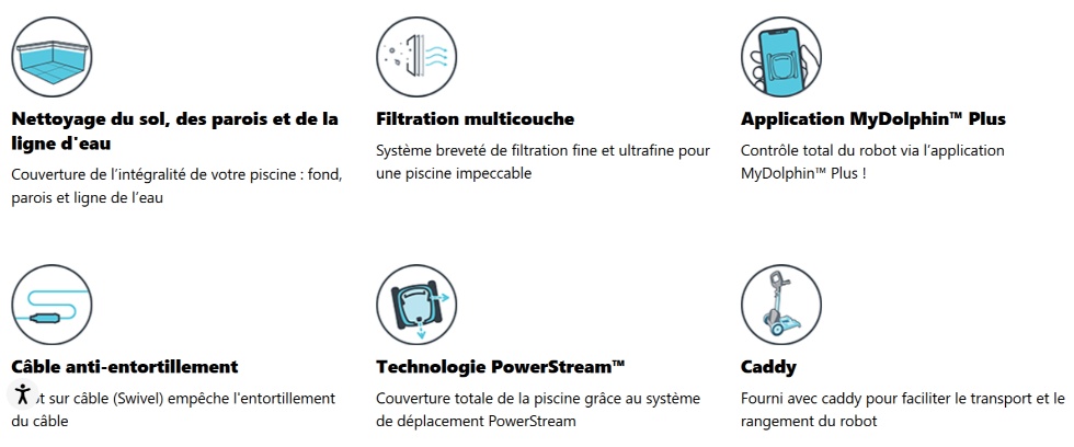 Le robot Dolphin E40i est livré avec :