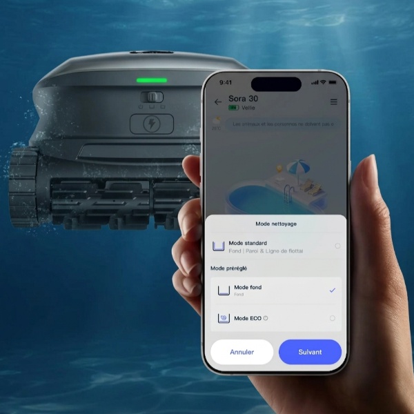 Pilotage par application smartphone : trois modes de nettoyage pour chaque situation