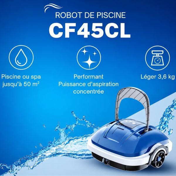 Nettoyage autonome du fond : performances du robot Aqualux CF45CL sans fil