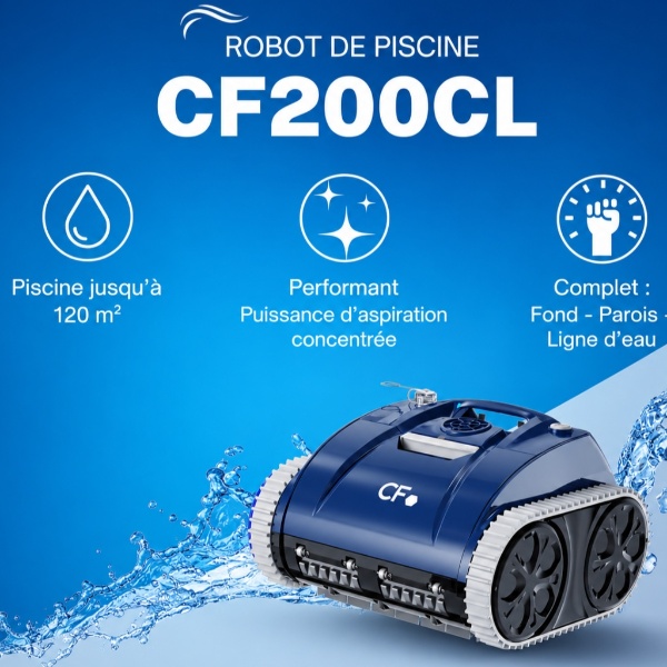 Le CF200CL Aqualux : nettoyage complet fond, parois et ligne d'eau sans contrainte de câble